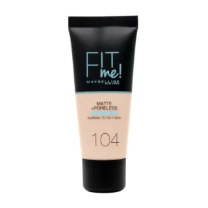 Maybelline Fit Me Mate y Afinaporos Base De Maquillaje Tono 104 Soft Ivory Calca Tu Tono y Textura Pieles Muy Claras - 30ml